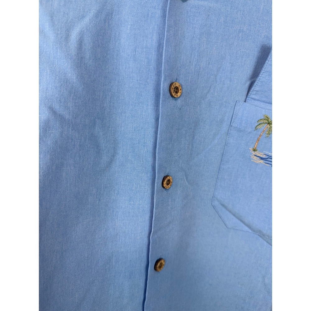 RARE* VTG Bamboo Cay Blue Button-Up Shirt Tropical L Hidden Embroidered Pocket - Picture 7 of 11